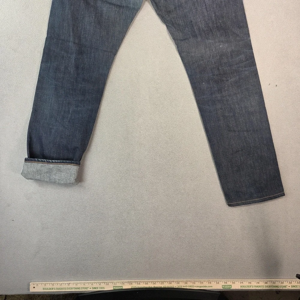 Selvedge Denim Jeans Mens‎ Blue Dark Wash Straight Leg Zip Fly Fits 30x30